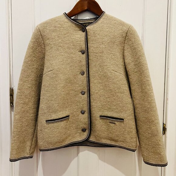 Vintage Geiger Womens Very Thick Pure Wool Button-Up...
